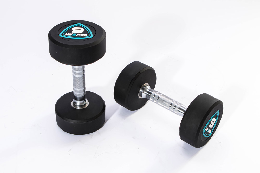 Гантели в уретане LIVEPRO Studio Dumbbells 10 кг, черный/синий