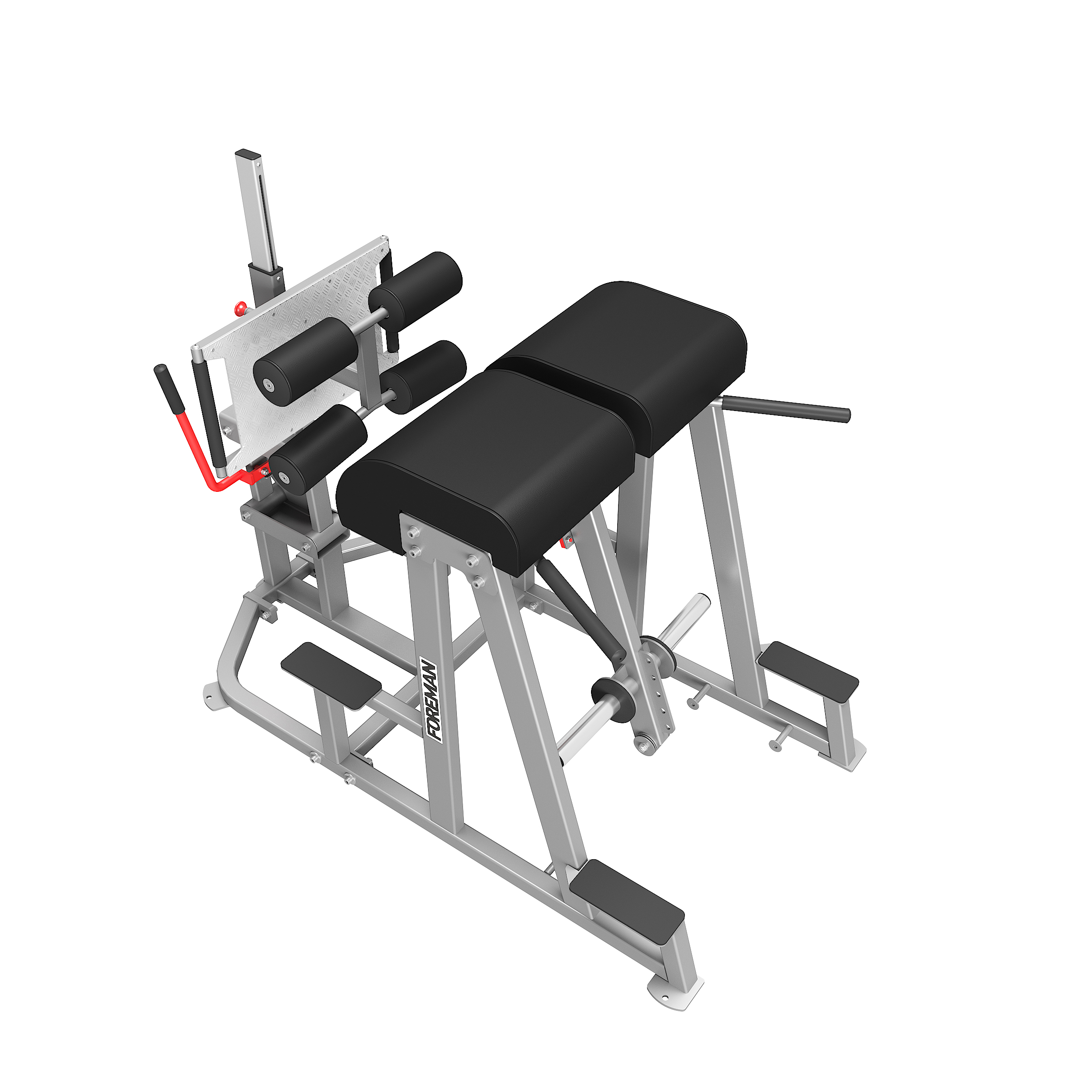 Обратная гиперэкстензия/Глют-скамья FOREMAN FW-822 светло-серебряный/красный