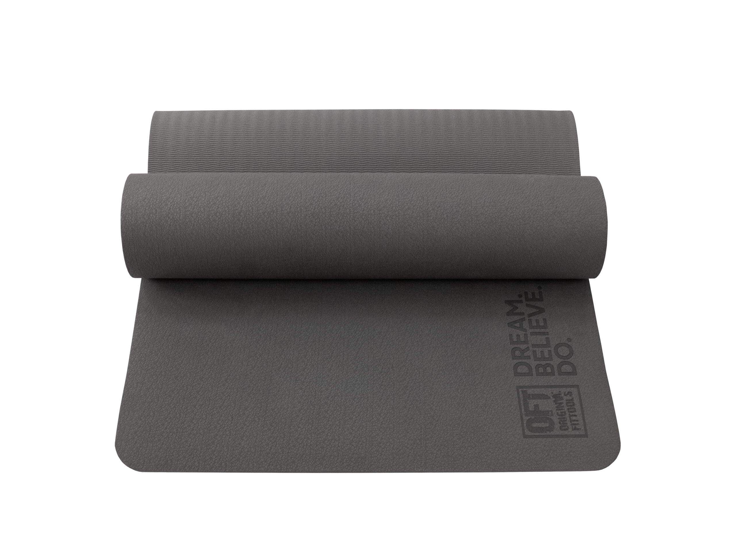 Коврик для йоги и фитнеса 185 х 80 см толщина 8 мм TPE серый