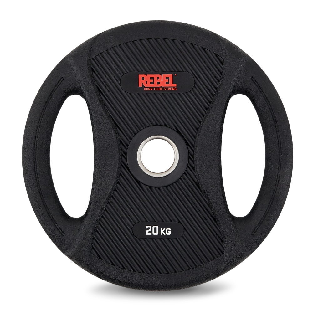 Диск олимпийский обрезиненный с двумя хватами 20 кг REBEL